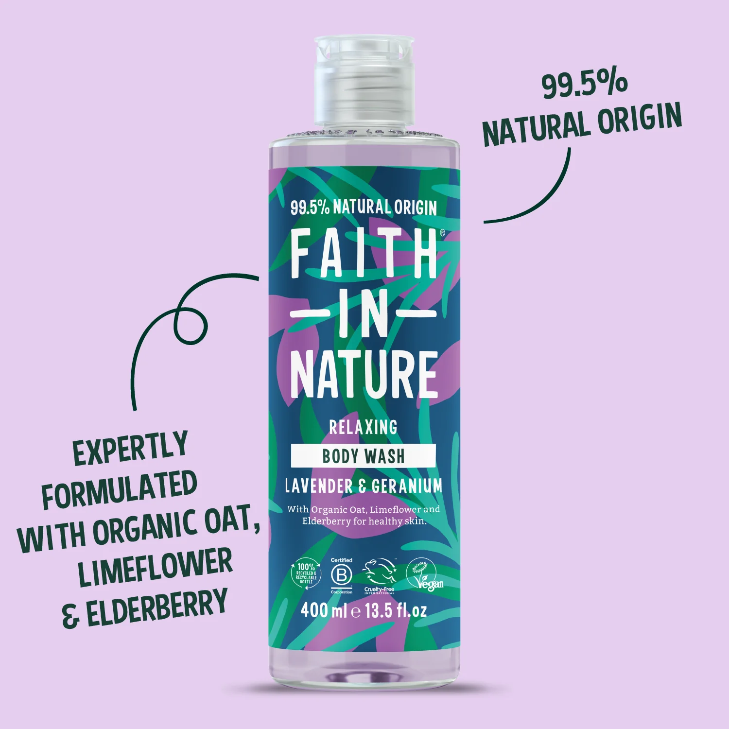 Lavender & Geranium Body Wash - 400ml - Image 3